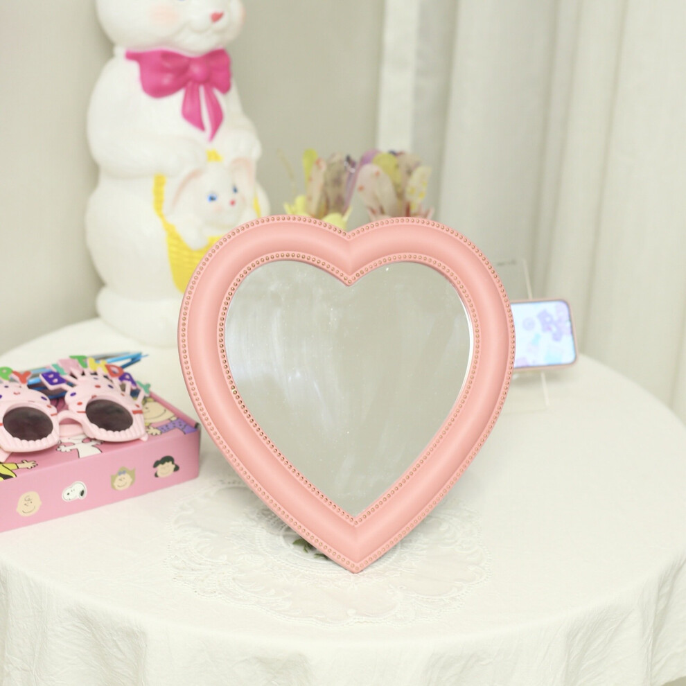 Pink Heart Cosmetic Mirror Wall Hanging Dormitory Dressing Mirror for Girls Ins Decoration Picnic Photo Props Living Room Decor