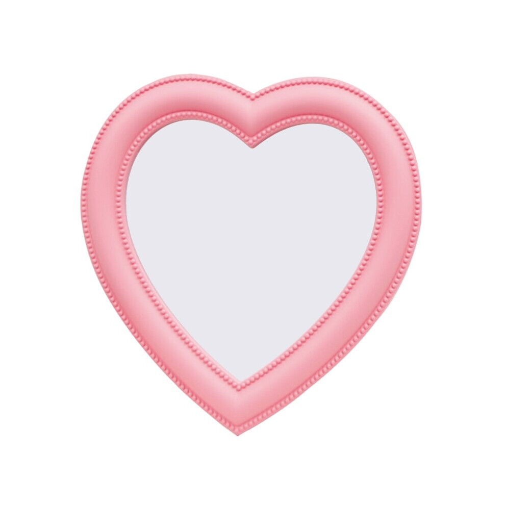 Pink Love Heart Shaped Mirror Desktop Makeup Mirrors Wall Mounted Double Use for Home Bedroom Dormitory Bathroom Decoration Mirr