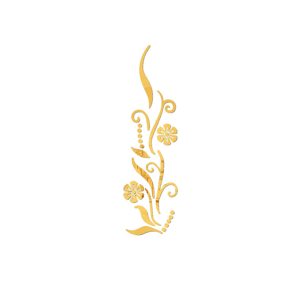 Plant Hanato Flowers 3D Bathroom Home Decor Acrylic Wall DIY Mirror Lrregular Reflective Mirror Living Decoration Salon Sticker