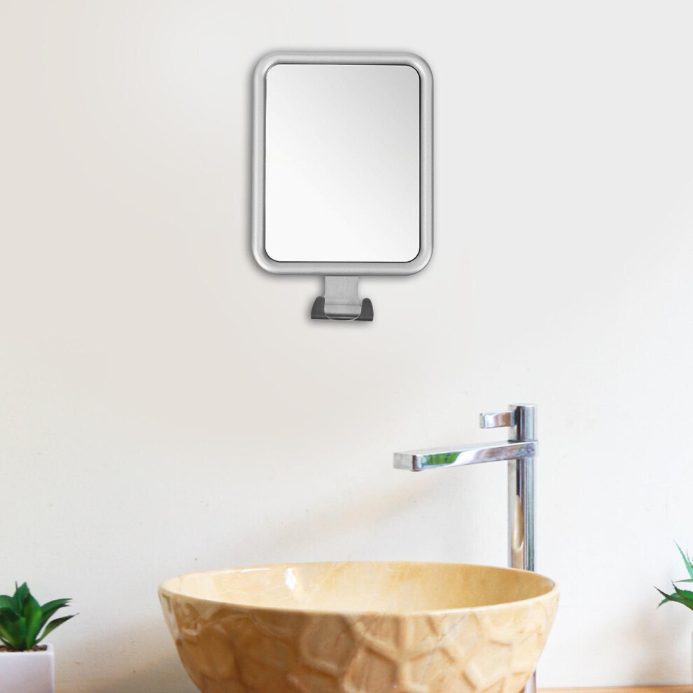Portable Shaving Mirror with Shaver Holder Makeup Wall Mounted Antifog Shower Mirror for Men Dorm Office Camping Travel