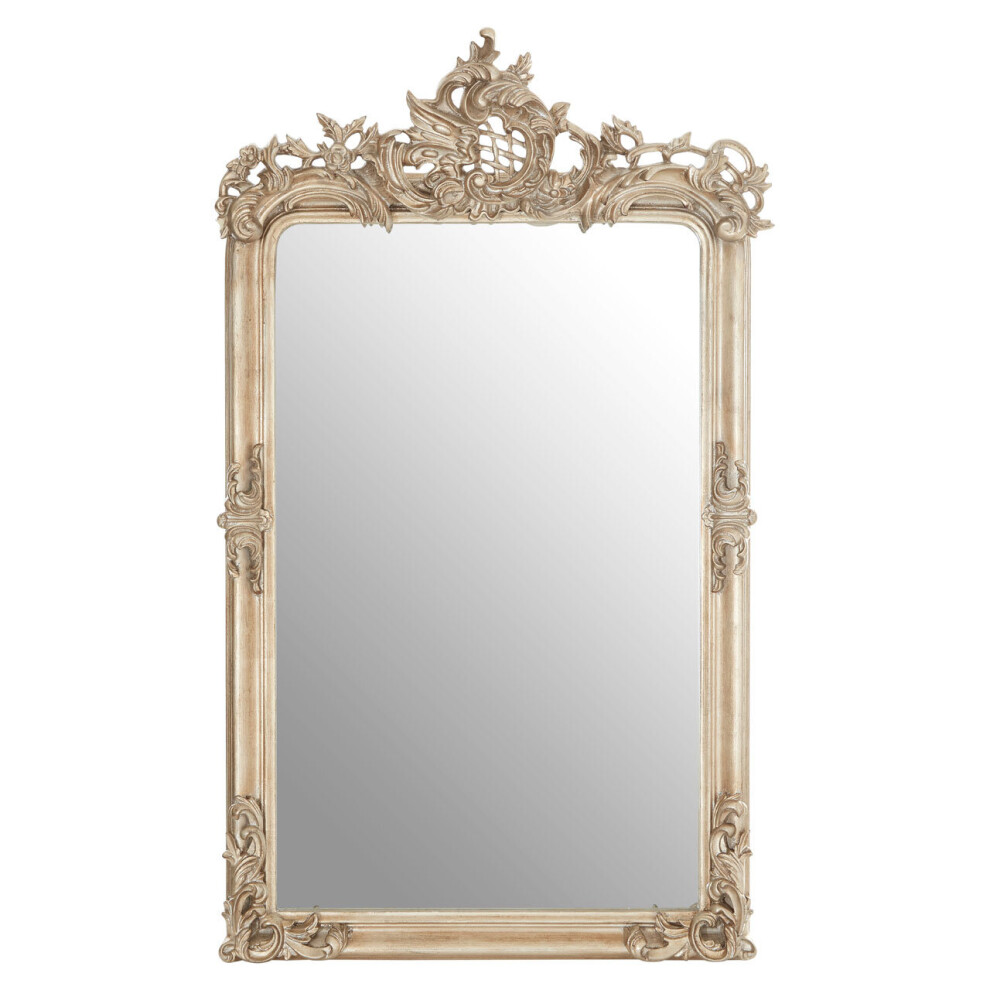 Premier Housewares Silver Frame Wall Mirror For Bedroom / Hallway / Living Room Luxurious and Fancy Antiquated Look w76 x d13 x h125cm