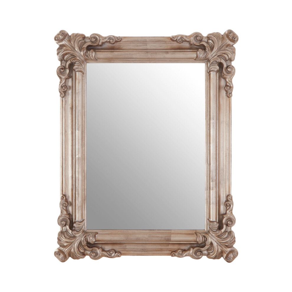 Premier Housewares Silver Frame Wall Mirror Intricate Floral Border For Bedroom / Hallway / Living Room Luxurious w75 x d7 x h95cm