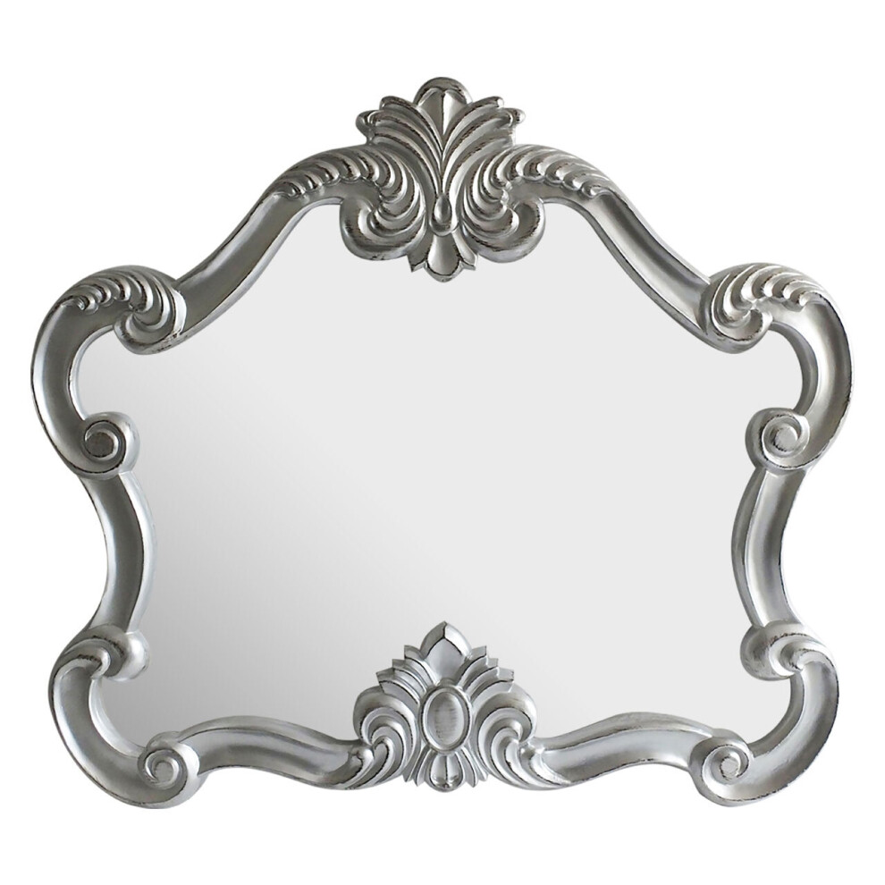 Premier Housewares Wall Mirror/ Classic Mirrors For Bathroom / Bedroom / Garden Walls Fancy Wall Mounted Mirrors For Hallway With Metallic Silver