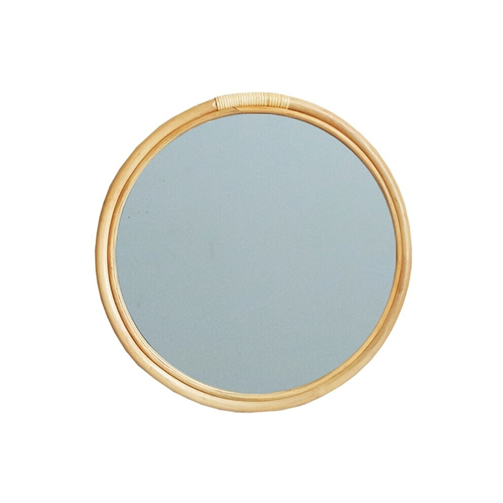 Rattan Circle Wall Mirror 16 Inch Round Dressing Mirror Makeup Mirrors for Entryways Washrooms