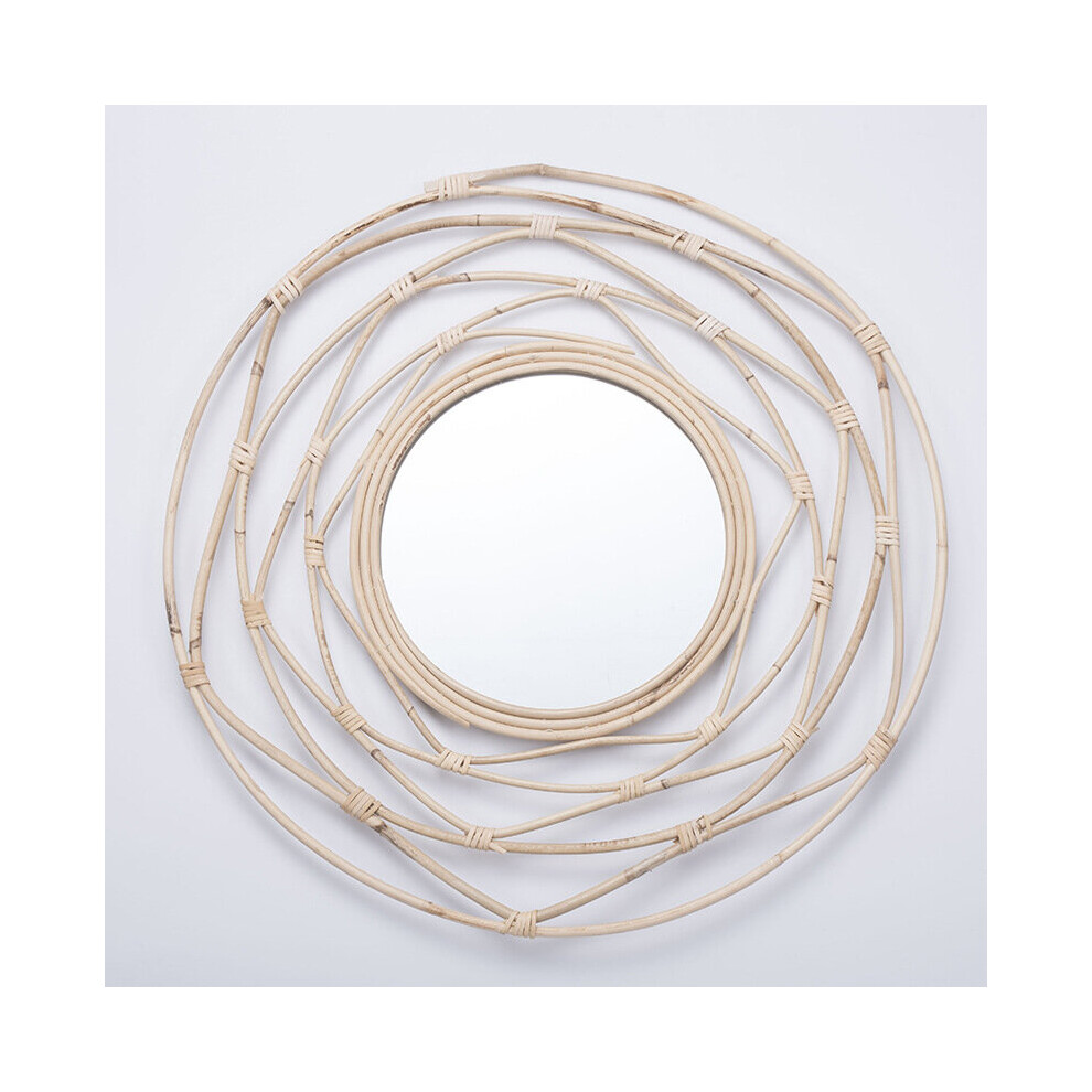 Rattan Decorative Mirror Round Mirror Living Room Bedroom Porch Creative Wall Decoration Makeup Mirror Creative Gift