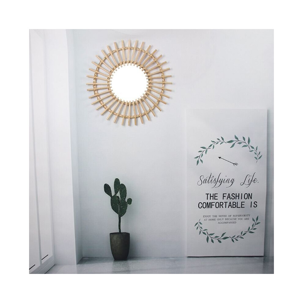 Rattan Innovative Art Decoration Round Makeup Mirror Dressing Bathroom Wall Hanging Mirrors