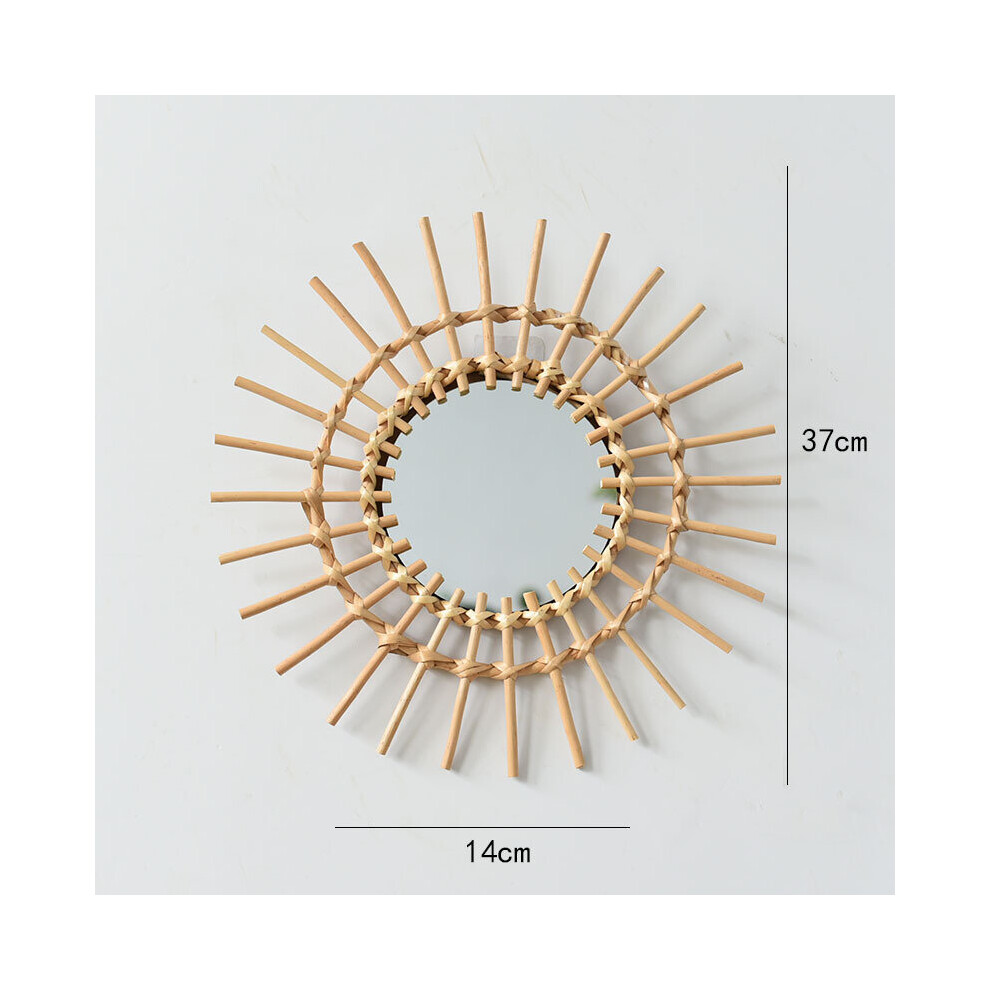 Rattan Mirror Pastoral Wall Mirror Cosmetic Mirror Creative Art Wall Hanging Decoration Cosmetic Mirror Wall Hanging