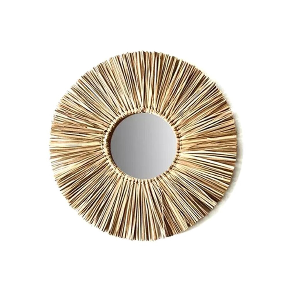 Rattan Plaited Seaweed Art Makeup Mirror Nordic Style Wall Hanging Home Living Room Bedroom Decoration Photography Prop G99A
