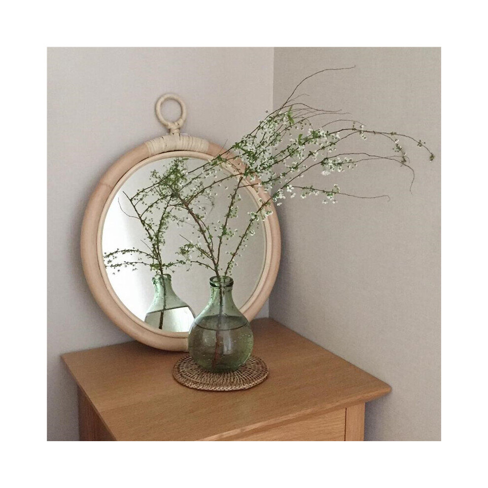 Rattan Wall Mirror Decoration Maison Nordic Japan Style Vintage Home Hanging Decor Round Make Up Mirrors - Image 2