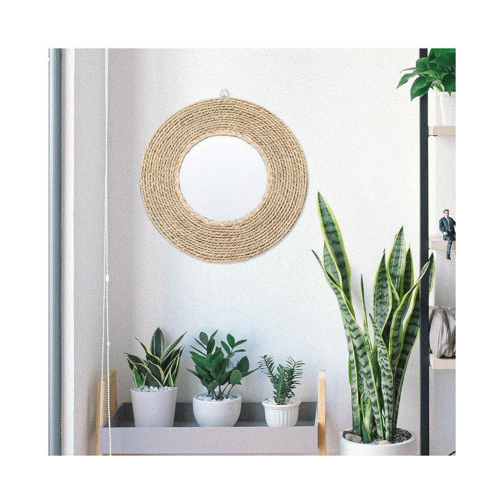 Rattan Woven Mirror Circle Mirror Decor Rustic Wall Decor Round Decorative Wall Mirror Wall Decor Circle Mirror Rattan Farmhouse - Image 3