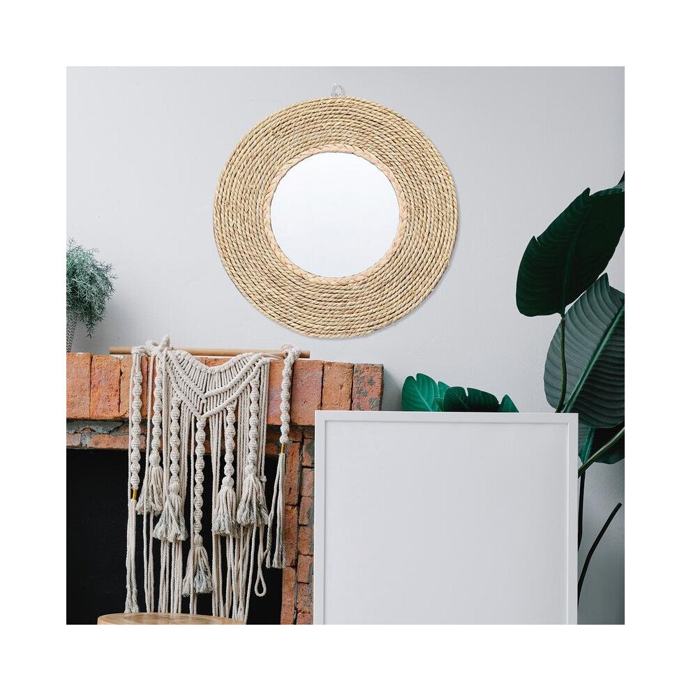 Rattan Woven Mirror Circle Mirror Decor Rustic Wall Decor Round Decorative Wall Mirror Wall Decor Circle Mirror Rattan Farmhouse - Image 4