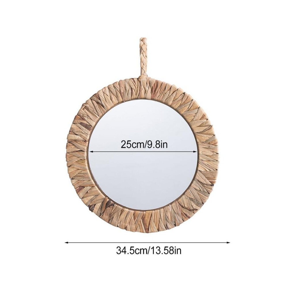 Rattan Woven Mirror Natural Wall-mounted Mirror Bedroom Decor Khaki Vintage Mirror for Bathroom - Image 6