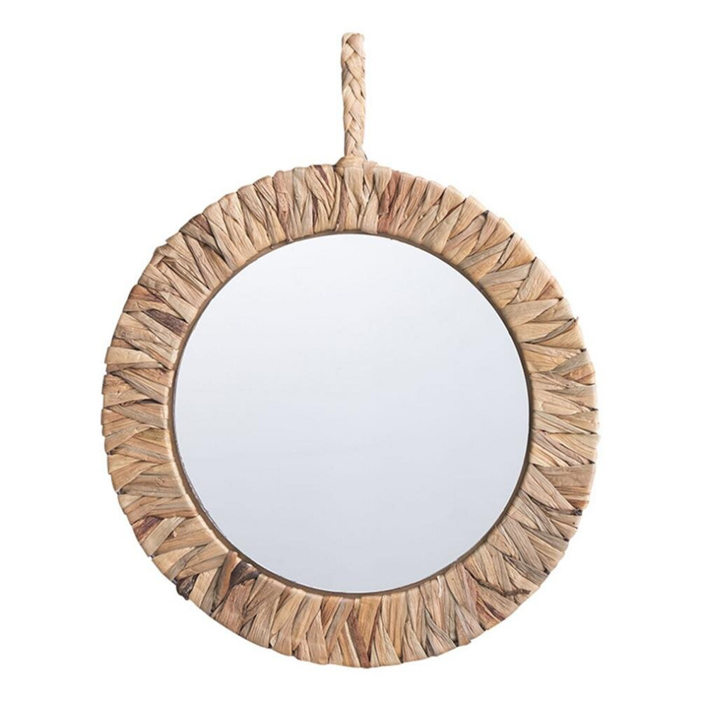 Rattan Woven Mirror Natural Wall-mounted Mirror Bedroom Decor Khaki Vintage Mirror for Bathroom