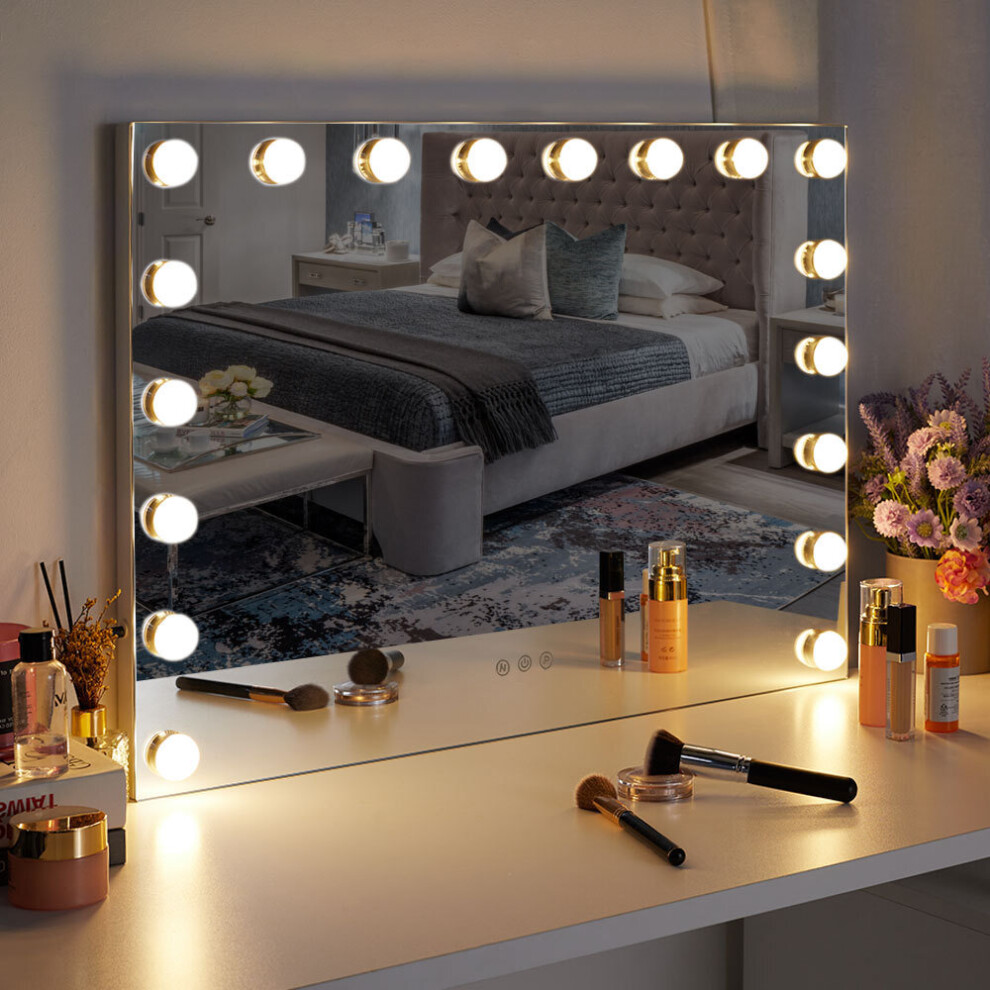Rectangle Hollywood Vanity Mirror with 18 Dimmable LED Bulbs