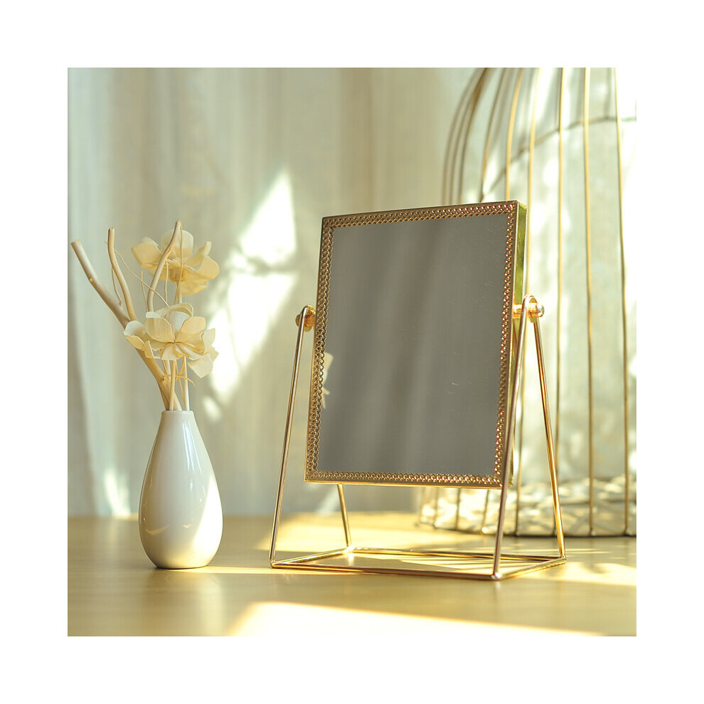 Retro Light European metal makeup mirror home desktop home square round Decorative Mirrors WJ527