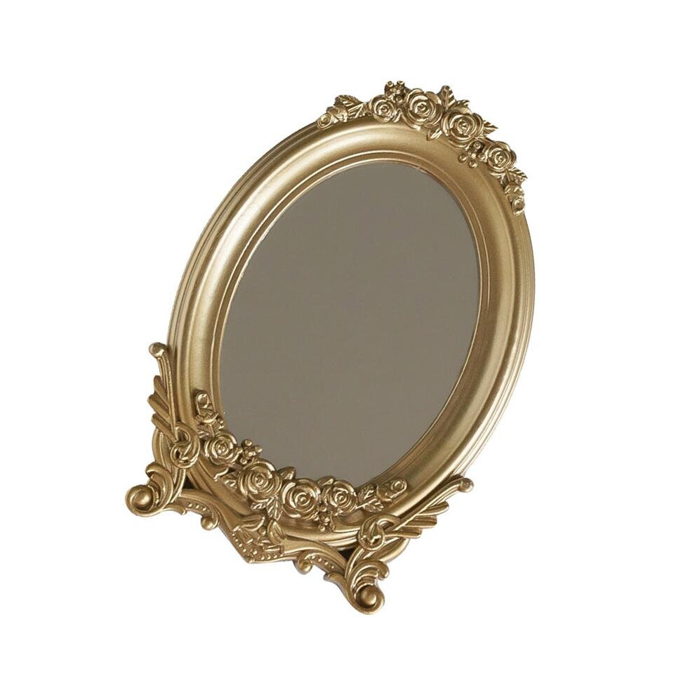 Retro Mirror Decorative Vintage Mirror Photography Prop Adornment Home Decor Mirror Desktop Ornament (Golden) - Image 4