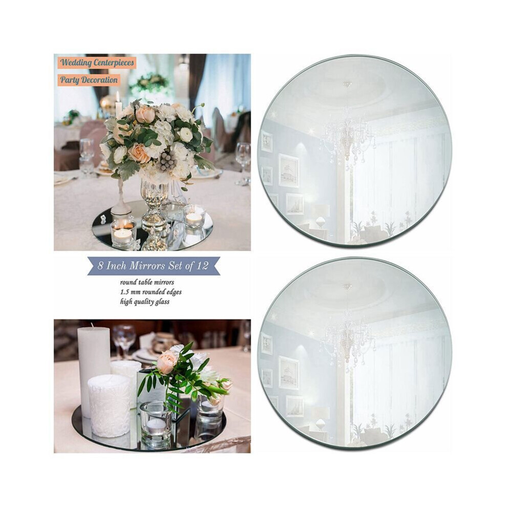Round Acrylic Mirror Tray 8inch Circle Candle Mirror Plate Decor Accessory