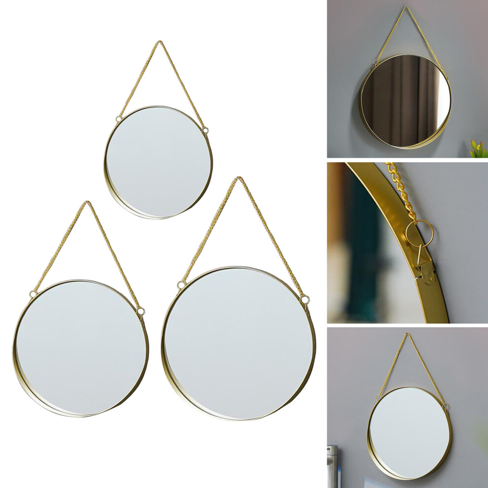 Round Hanging Mirror Decorative Geometry Wall Mounted Mirror with Chain