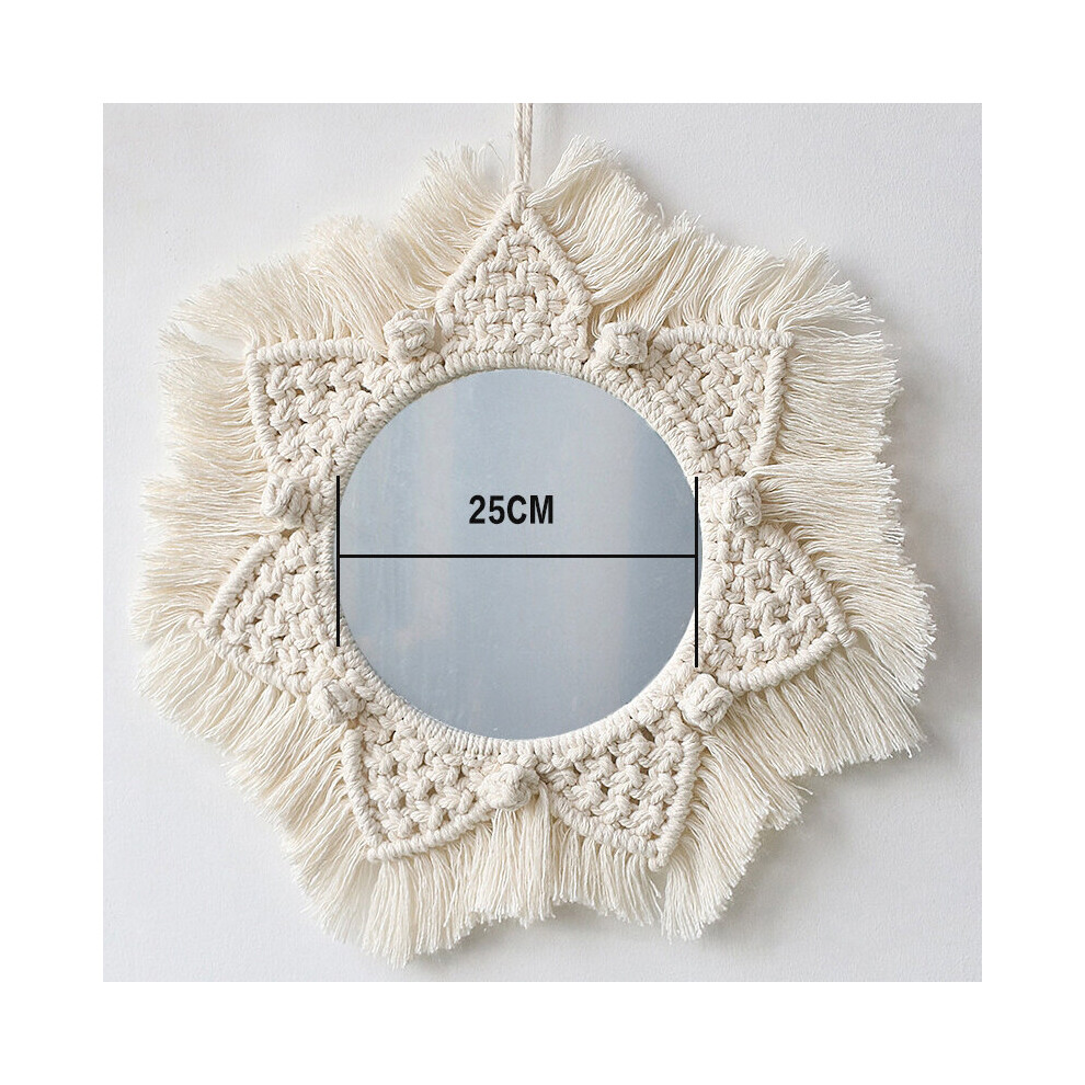Round Macrame Mirror Decorative Wall Mirrors Boho Home Decor Wall Hanging For Living Room Decoration Bedroom Baby Nursery Gift