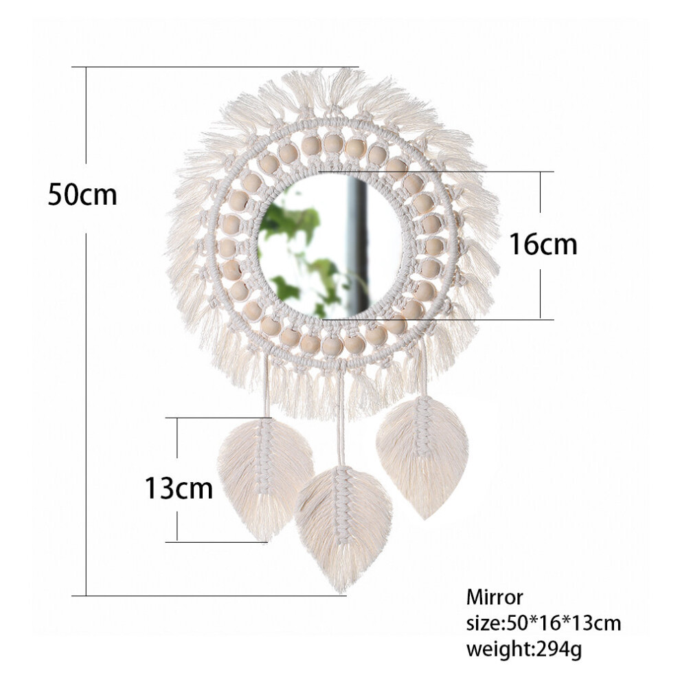 Round Mirror Wall Decor Macrame Boho Room Decor Wall Mirrors for Living Room Bedroom Decoration Mirror Bathroom Home Decoration - Image 6