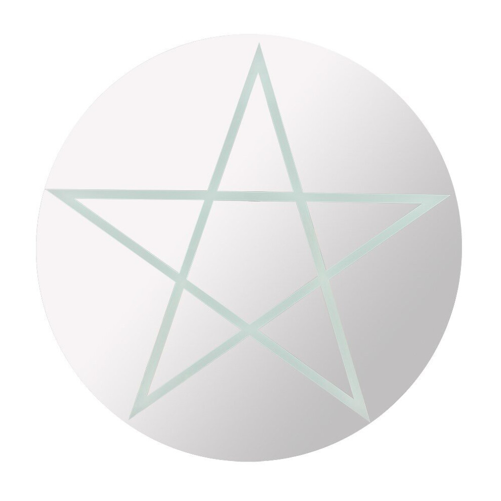 Round Pentagram - Star Etched - Wall Mirror - Wall Art