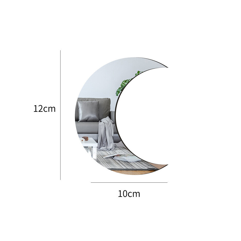 Self Adhesive Moon Mirror Wall Stickers Decor Home Living Room Reflective Art Mural Surface Diy Waterproof Removable Decoration