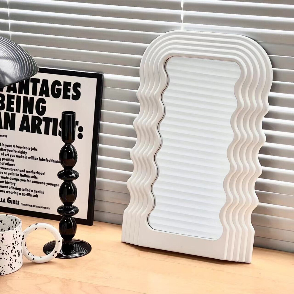(Silver-71x71cm) Wave Mirror Cosmetic Mirror Makeup Desktop Irregular Mirrors For Wall Creative Ins Home Decor Make Up Accessories
