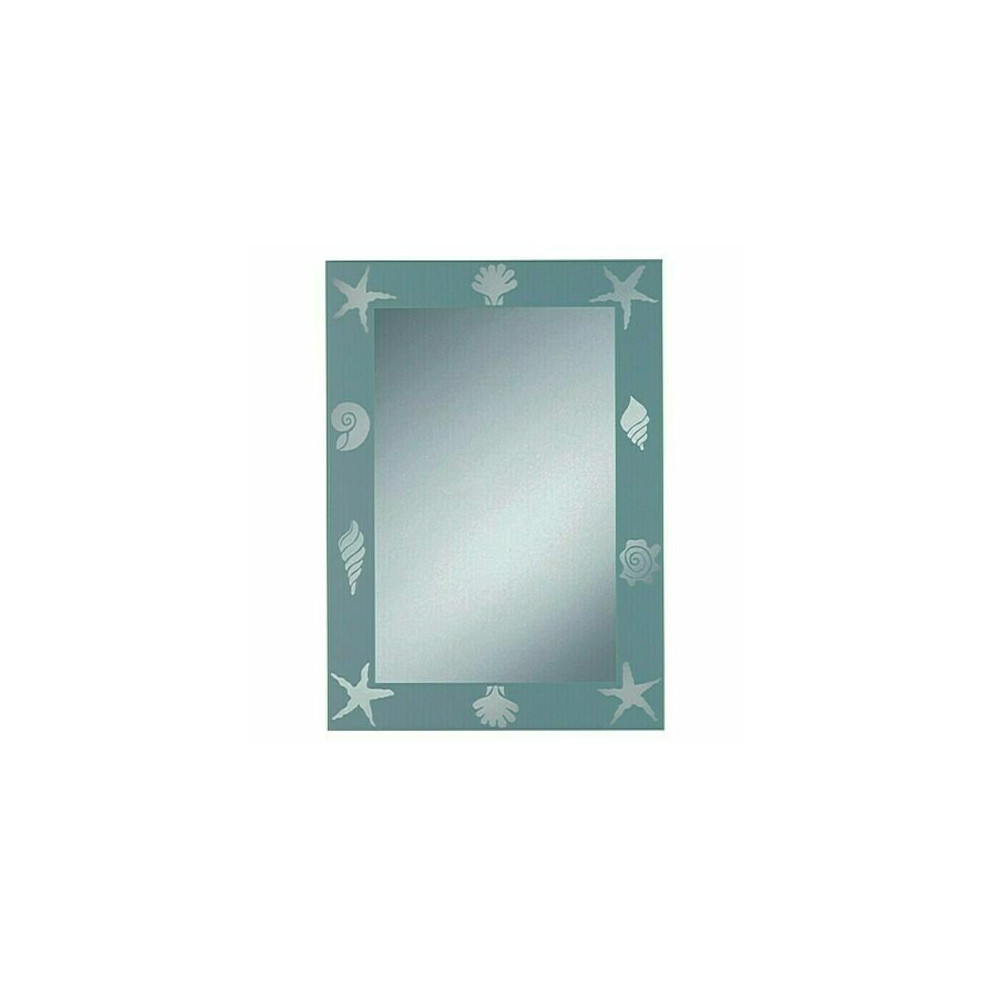 Silver Edge Sea Fish Printed Wall Mirror 50 X 70cm