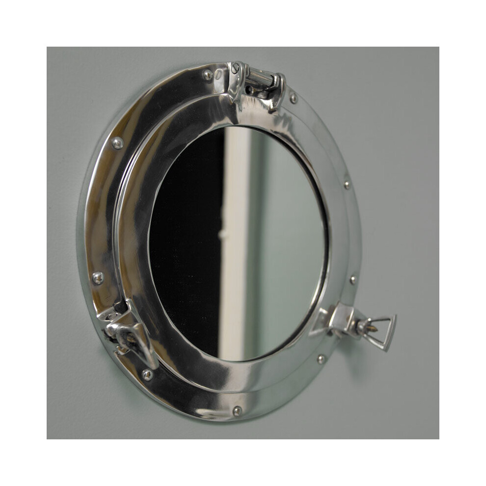 Silver Metal Porthole Mirror 28cm x 28cm