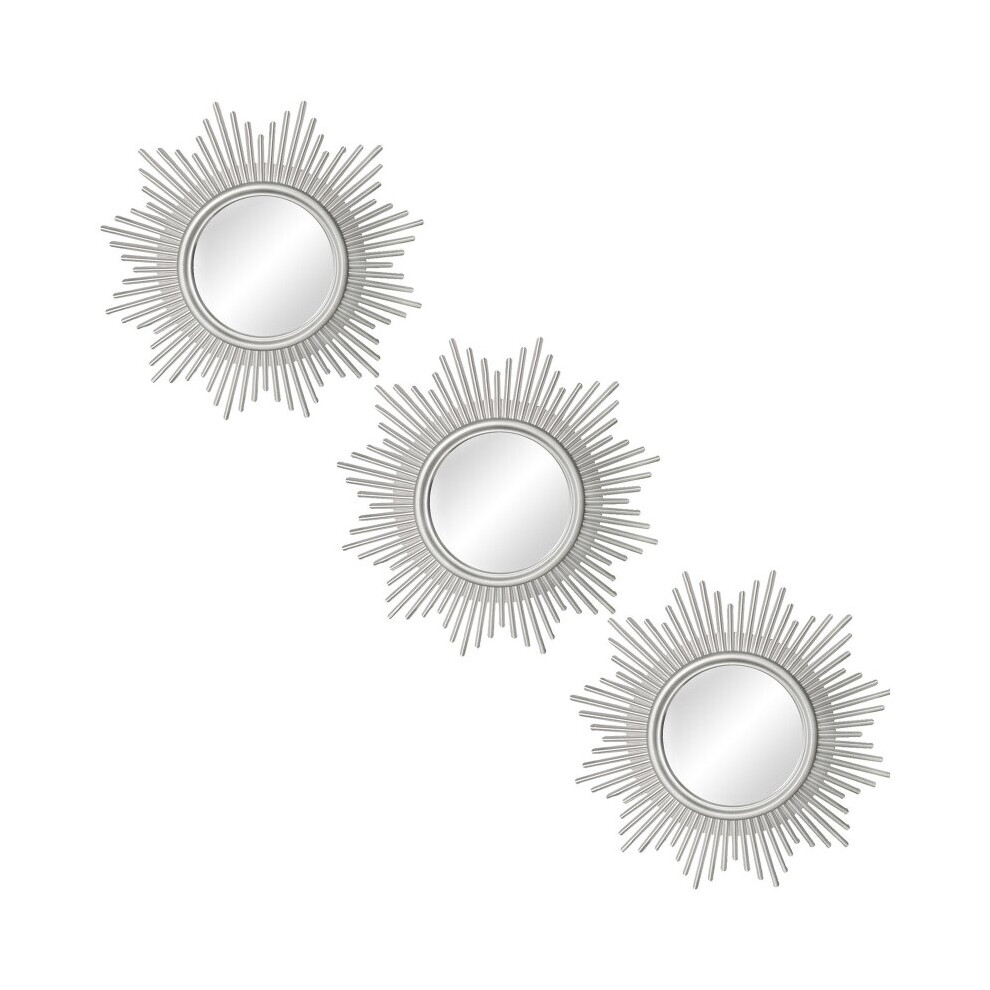 Silver Mirrors for Wall Decor 3 Pcs Hanging Ornament Art Crafts Supplies for Home Bedroom Bathroom Small Round Wall Mirror Decor