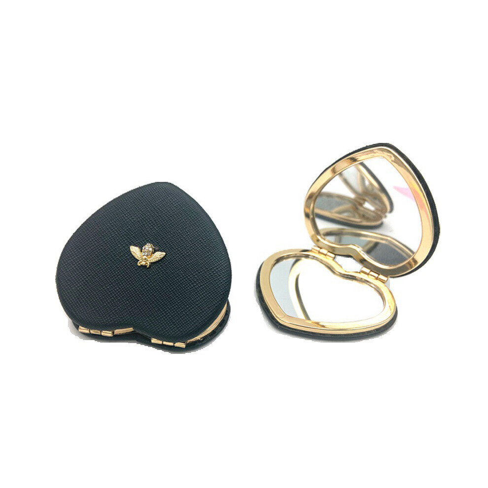 Small bee mini makeup mirror compact pocket mirror double-sidedLadies Folding Portable Heart Shaped Makeup Mirr