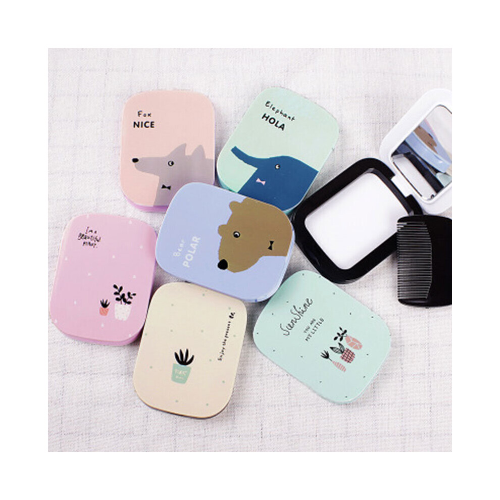 Small Mirror Comb Set Plastic Cartoon Makeup Mirrors Folding Pink Student Portable Mirror Mirrors for Home Decorative