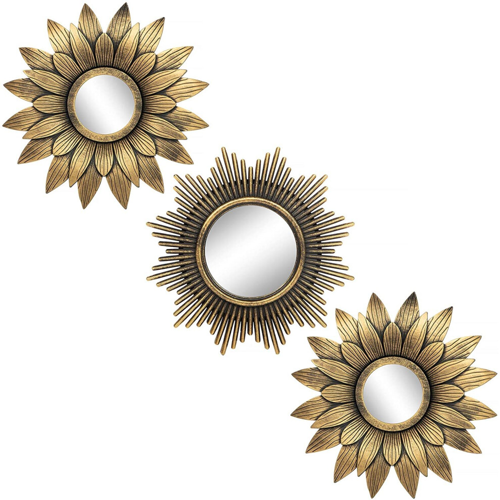 Small Round Decor Wall Mirrors Set of 3 Home Accessories for Bedroom, Living Room & Dinning Room (BM012)