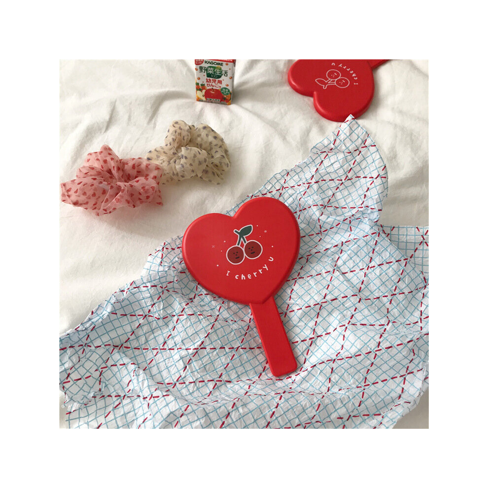 South Koreas retro love cherry handle makeup mirror students will hand with a mirror holding a makeup cartoon