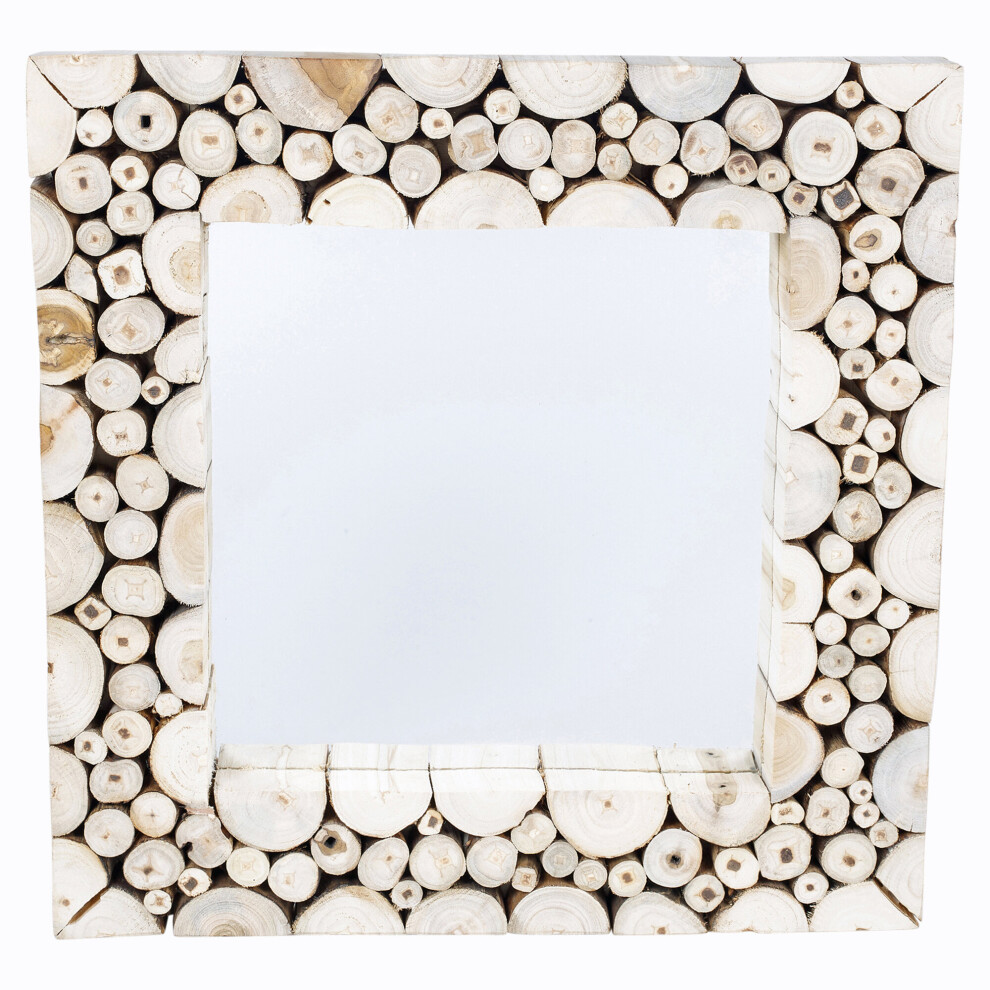 (Square) Wood Teak Bamboo Framed Mirror Hallway Room Home