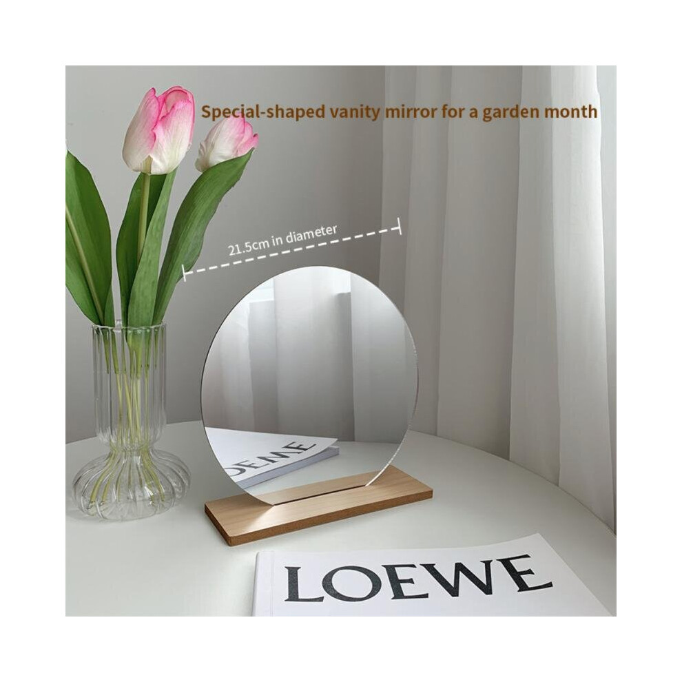 Style Makeup Mirror Irregular Home Decor Acrylic Decorative Mirror Wooden Base Mirror Cosmetic Beauty Tools Room Decor