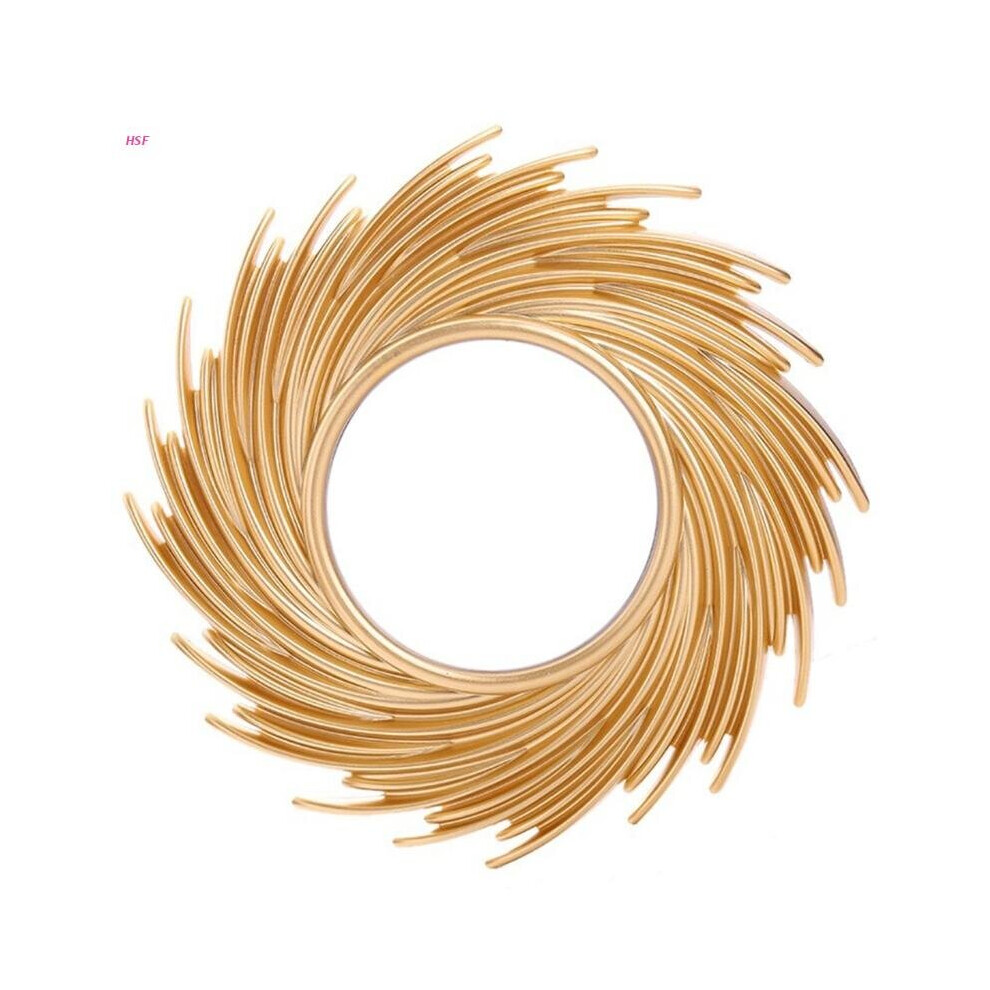 Sun Shape Decorative Mirror Rattan Innovative Art Decoration Round Makeup Mirror