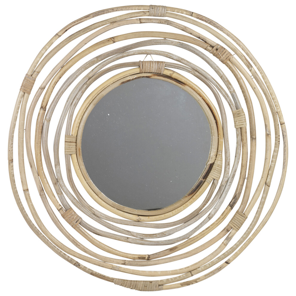 (Swirl) Kubo Round Wall Mounted Hand Made Wooden Mirror