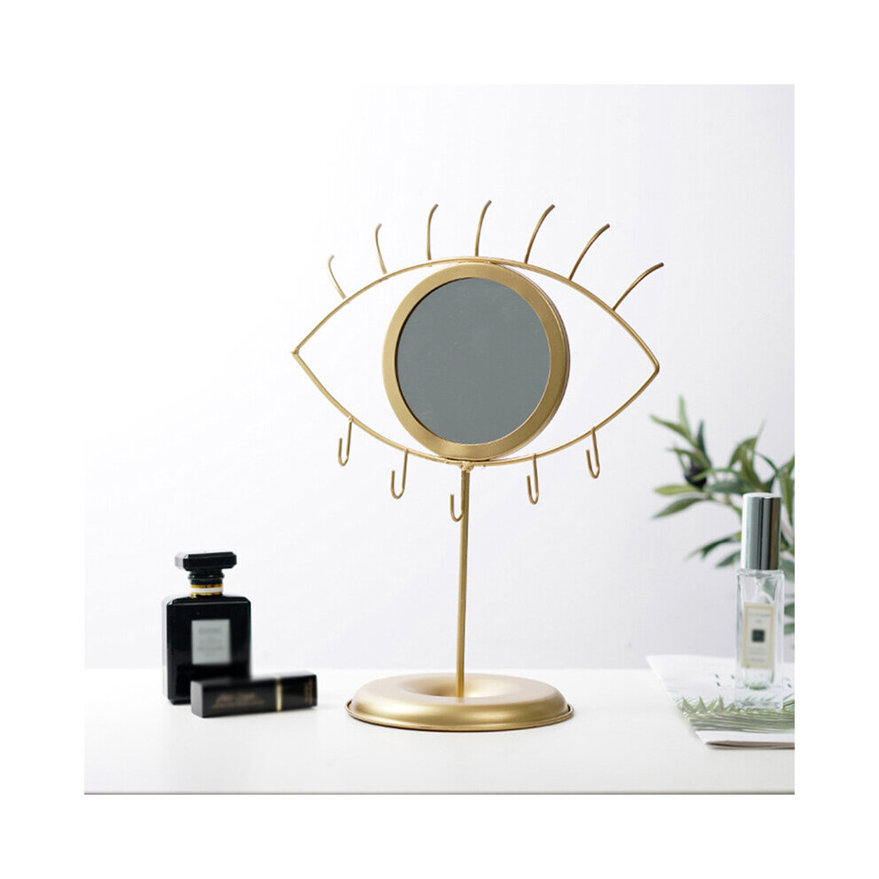 Tabletop Makeup Mirror with Jewelry Storage Base, Vintage Mirror Golden Wrought Iron Eye Mirror Bathroom Bedroom Dressing Mirror - Image 3