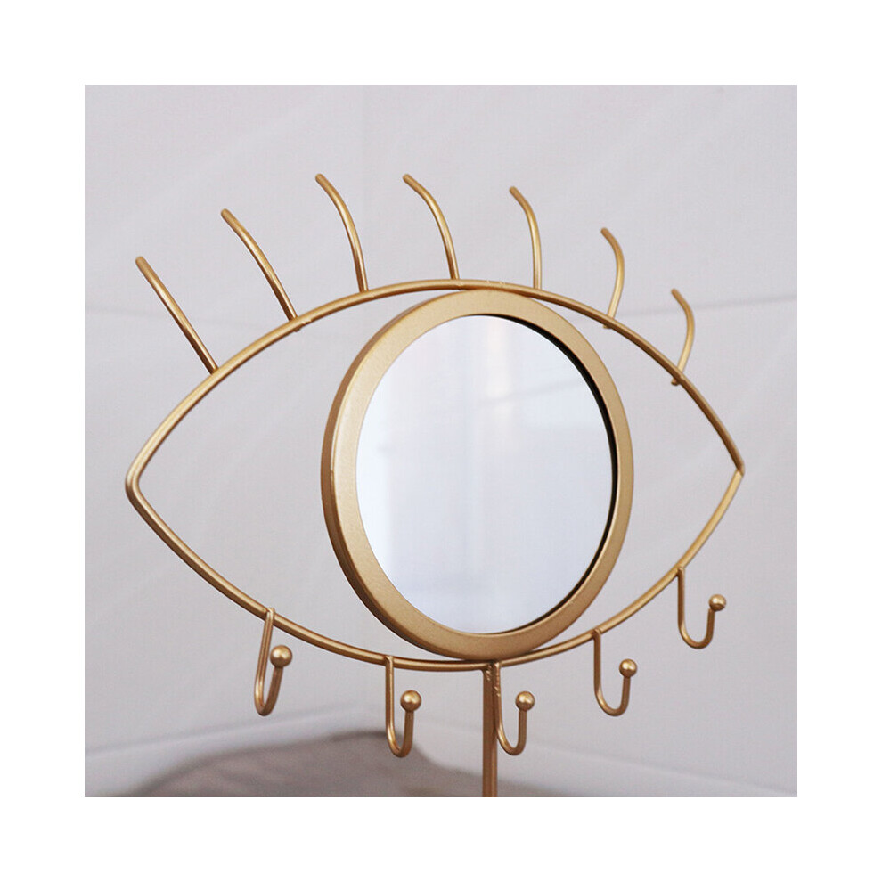 Tabletop Makeup Mirror with Jewelry Storage Base, Vintage Mirror Golden Wrought Iron Eye Mirror Bathroom Bedroom Dressing Mirror - Image 4