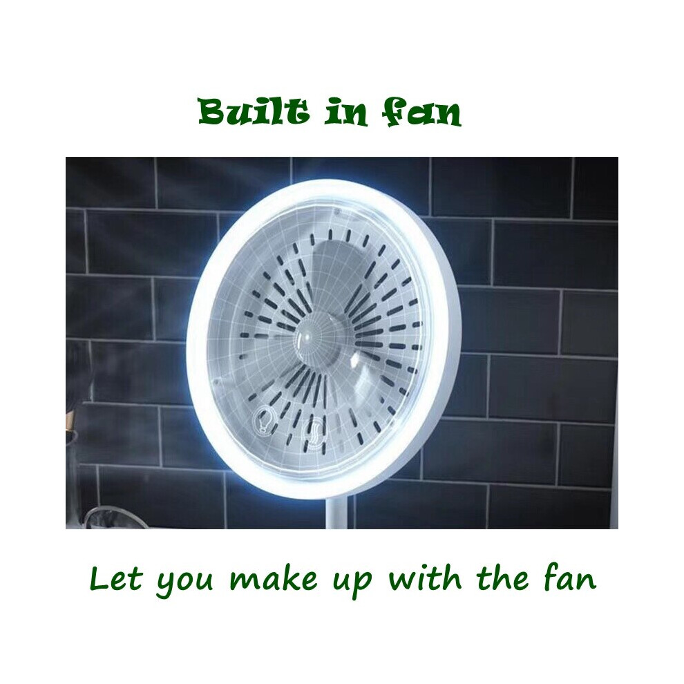 Touch type three in one fan mirror desktop LED makeup mirror light makeup aluminum mirror sweat makeup mirror - Image 4