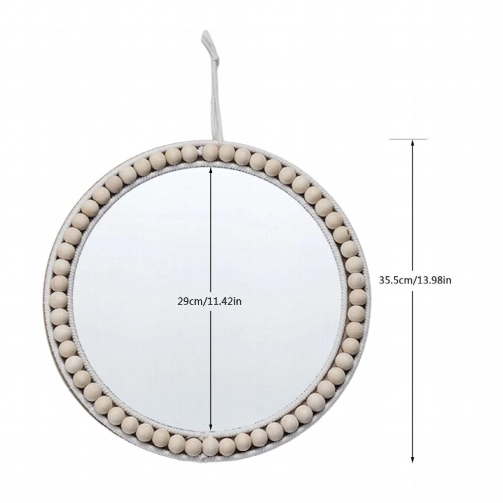 Unique Straw Rope Decorative Mirror Woven Straw Mirror Moroccan Wood Beads Hanging Makeup Mirrors Wall Ornaments Home Decor