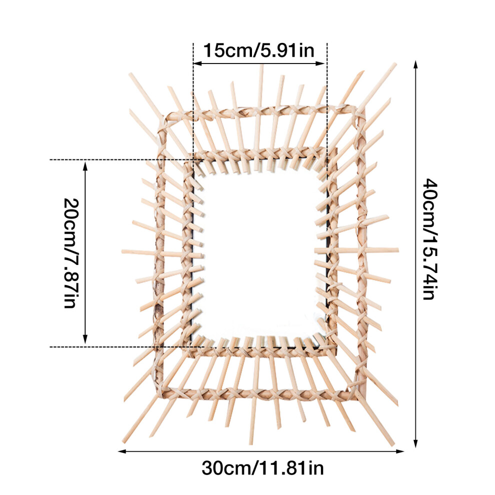 Unique Straw Rope Decorative Mirror Woven Straw Mirror Moroccan Wood Beads Hanging Makeup Mirrors Wall Ornaments Home Decor