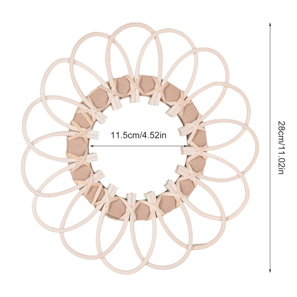Unique Straw Rope Decorative Mirror Woven Straw Mirror Moroccan Wood Beads Hanging Makeup Mirrors Wall Ornaments Home Decor