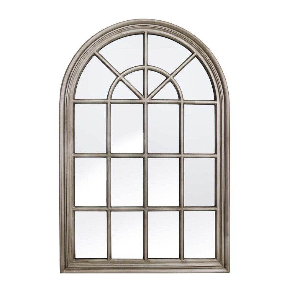 Very Large Metal Antique Silver Arch Window Metal Frame Mirror 120cm Tall x 80cm