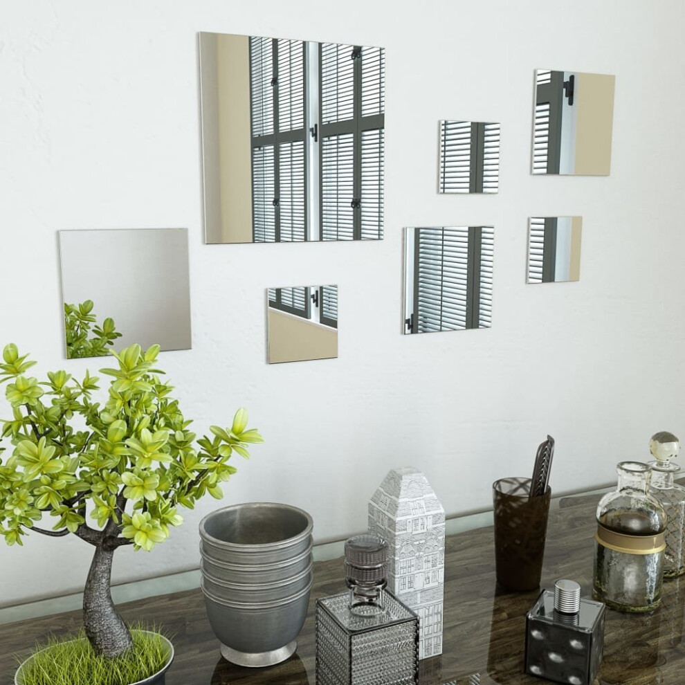 vidaXL 7 Piece Wall Mirror Set Square Glass Home Bedroom Vanity Makeup Decor
