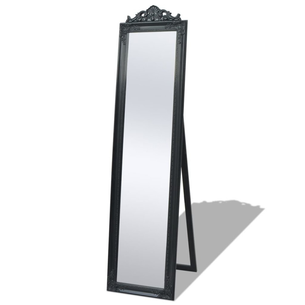 vidaXL Free-Standing Mirror Baroque Style 160x40 cm Black Makeup Looking Glass