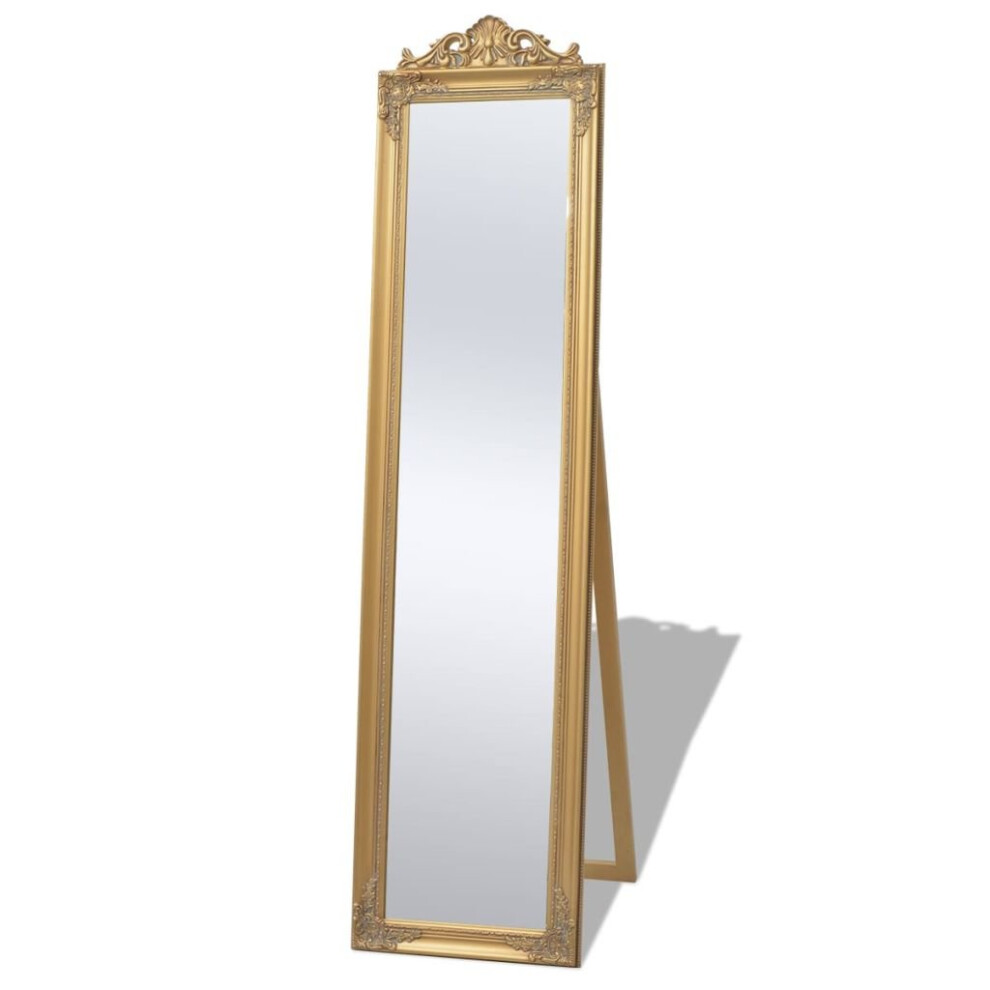 vidaXL Free-Standing Mirror Baroque Style 160x40 cm Gold Makeup Looking Glass