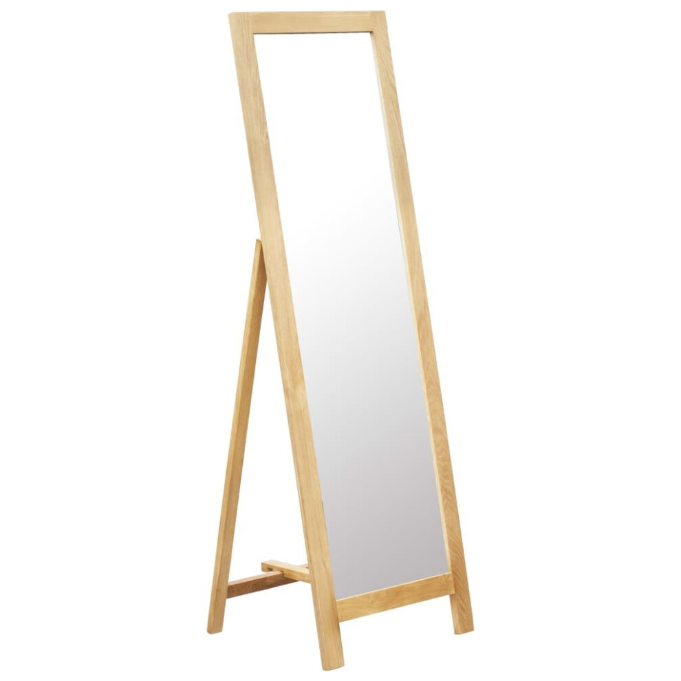vidaXL Solid Oak Wood Freestanding Mirror Standing Hall Makeup Vanity Decor