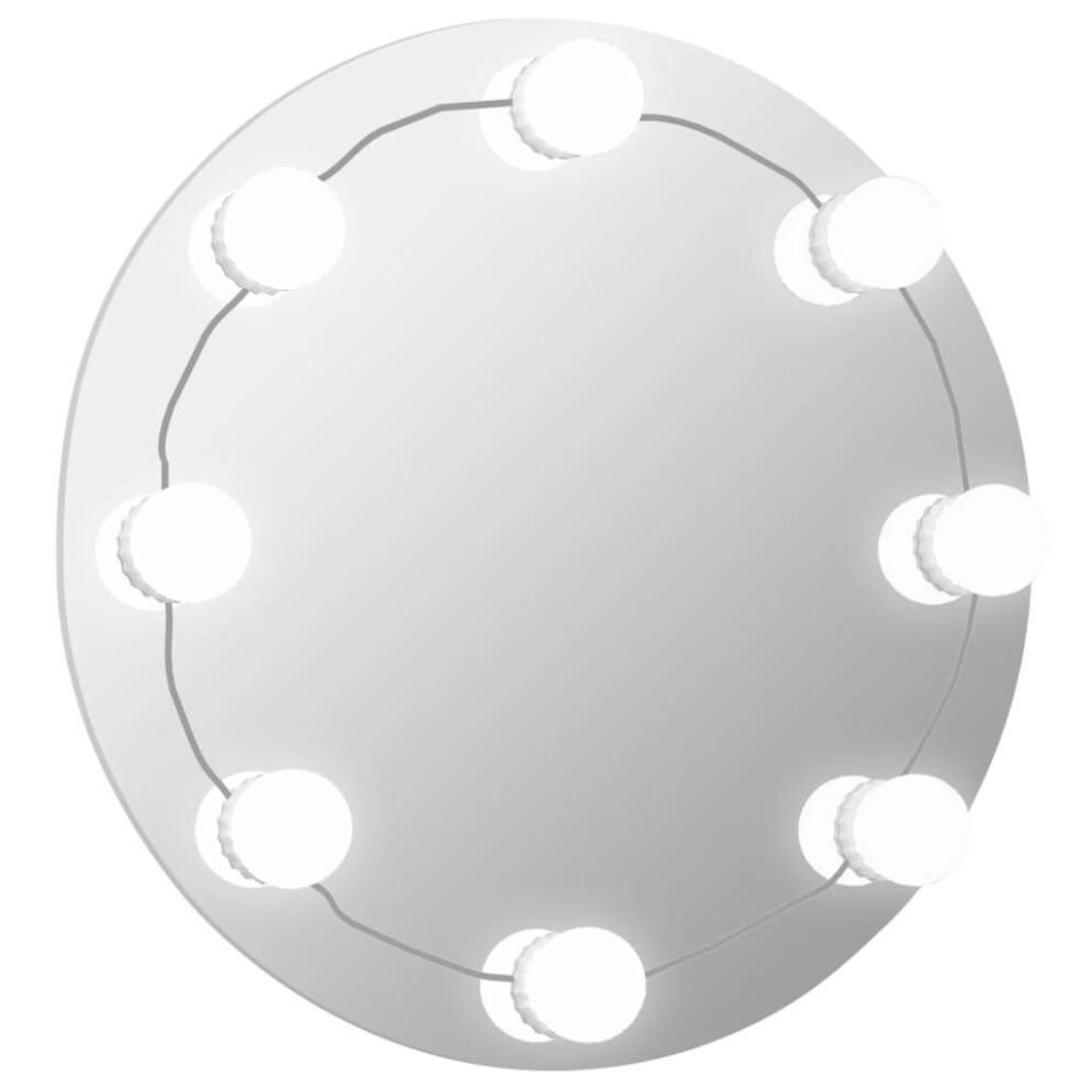 Wall Frameless Mirror with LED Lights Round Glass Wall-Mounted Mirror
